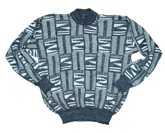 Vintage 80s sweater gray and white